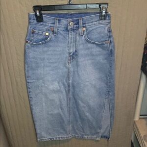 Blue Denim Midi Skirt